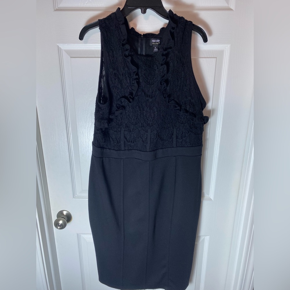 Nicole by Nicole Miller Black Dress Lace Sleeveless Size XL